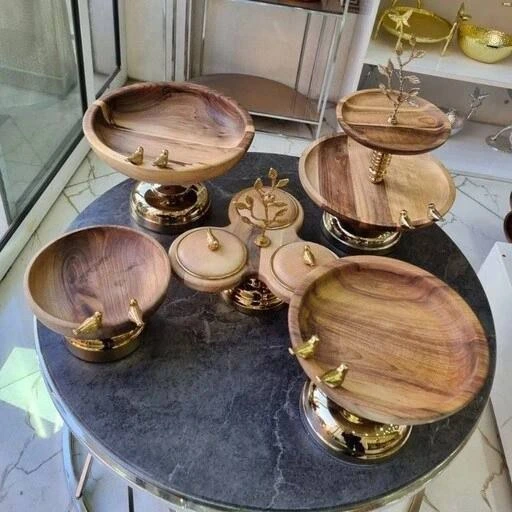 ست 5 تیکه پذیرایی چوبی گنجشک